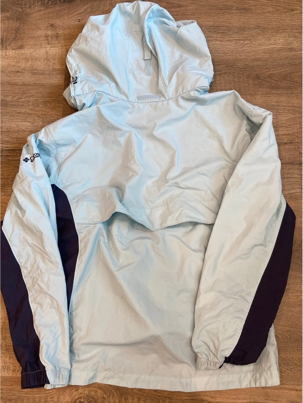 Unisex Columbia Rain Jacket Packable XL Light Blue Adjustable Sportswear